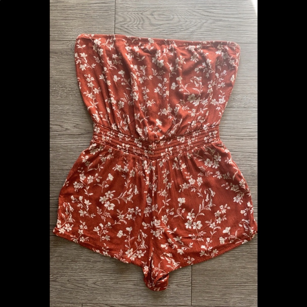 Forever 21 | Orange And White Flowered Romper